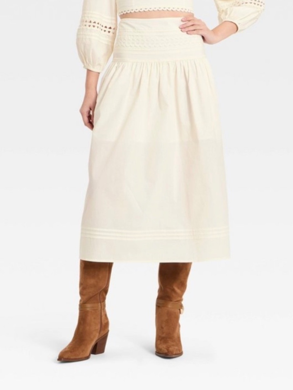 NWT a new day eyelet midi skirt